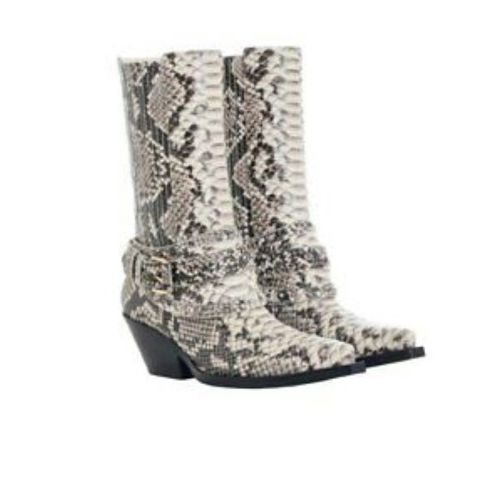 Zimmermann Mid Snake white embossed boots. New 38